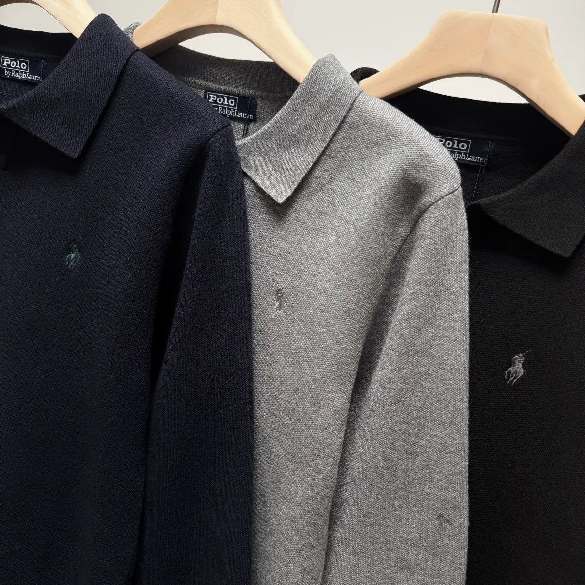 P260 Ralph Lauren lapel V-neck sweater Color: black gray royal blue Size: S-XXL 1:1 same style, model number (RL18774)